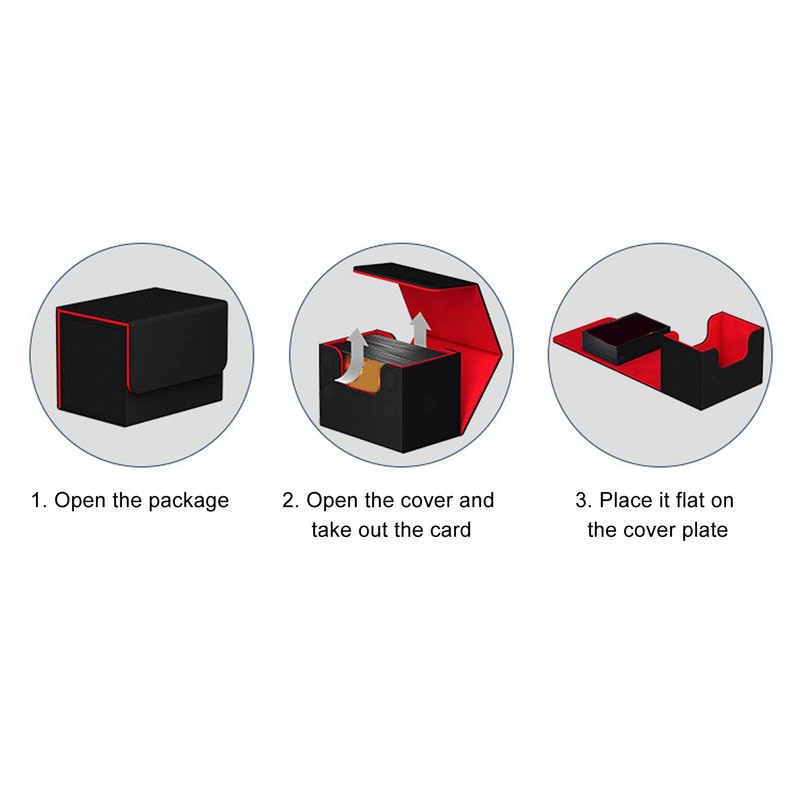 Card Deck Box Magnetic Flap Lid Large Capacity PU Leather