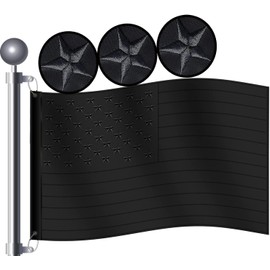 Premium All Black American Flag 3x5 Ft- Oxford Nylon 210D | Embroidered 50 Stars | Four Rows Stitching Fly Ends|US Black Flags Decoration Gift Yard House Banner