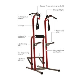 Stamina X Fortress Power Tower Home Gym Pull Up Fitness Workout Station, Red