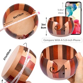 Coopay Yarn Bowl, Wool Holder, Wooden Yarn Holder for Knitting and Crochet Projects, Beautiful Quality Wool Ball Organiser, Soft Smooth Surface, Protect Wool, Prevent Tangle, Large