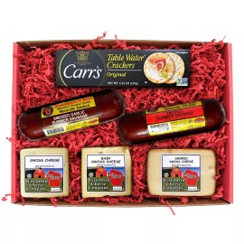 WISCONSIN'S BEST and WISCONSIN CHEESE COMPANY Big Deluxe Swiss Cheese, Sausage & Crackers  Gift Box