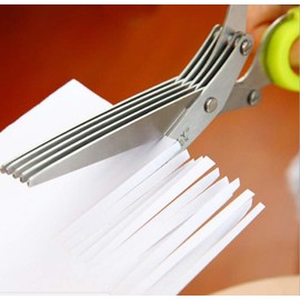 SZB Scissors, Kitchen Scissors, 5 Rows of Scissors, Shredder Scissors, Secret, 5 Blades, Multifunctional Scissors, Vegetable Cutter (Green)