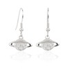 White Gold Plated 925 Sterling Silver Hammered Planet Saturn Earrings