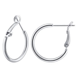 Gacimy Small Silver Hoop Earrings for Women 14K White Gold Plated, 925 Sterling Silver Post Gold hoops for Women, 20mm White Gold Small Hoop Earrings for Women