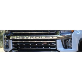 ART Fits: 2019-21 Silverado 1500 front grille letter inserts Brush Silver 01-1019BS