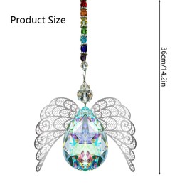 Gkhlg 1 Piece Crystal Suncatchers for Windows Iridescent Hanging Crystals with Angel Wings Design Sun Catcher for Home and Car Decor for Special Occasions