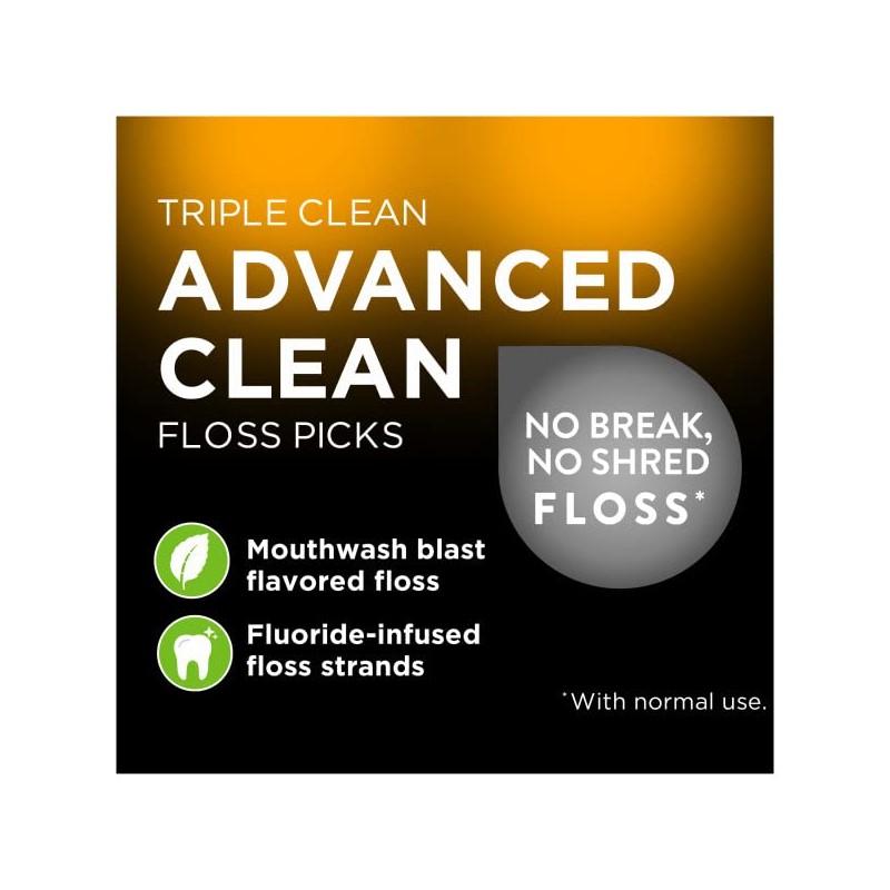 DenTek Triple Advanced Clean Mouthwash Blast Floss Picks, 75 Count,