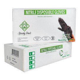 Sturdy Pack 4mil thick Disposable Nitrile Gloves- Powder & Latex Free- Non-Sterile Work Gloves-Textured Industrial &Household Gloves- Black- Large Size - 100 Pcs