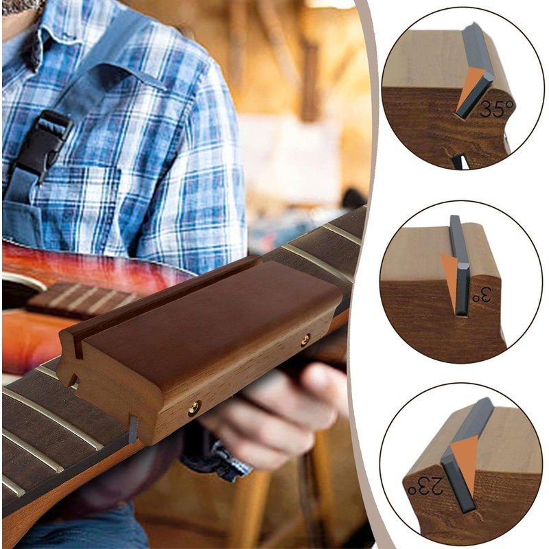 Wzenclave Fret End Beveling File 3/23/35 Degree 3-in-1 Guitar File