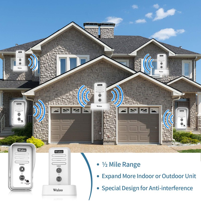 Wireless Intercom Doorbell Chime for Home Intercomunicador (1T1 White) …