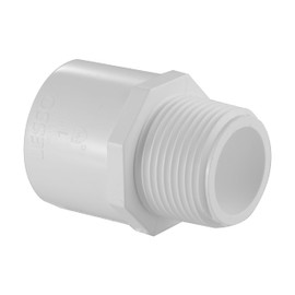 Lesso America 436 Series PVC Pipe Fitting - Male Adapter - Schedule 40 (White) - 1-1/2" (MIPT × SOC) / High-Flow Capacity/Plumbing (436-015) (1 Pack)