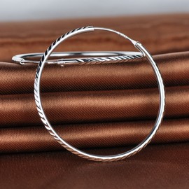 Infinite U 925 Sterling Silver Wave Shape Round Circle 3 Pairs Hoop Earrings for Women/Girls 6 Pcs