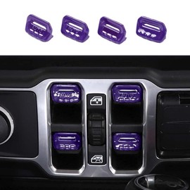 SQQP Window Switch Button Cover Trim Interior Accessories Fit for 2018-2025 Jeep Wrangler JL JLU & Gladiator JT(Purple)