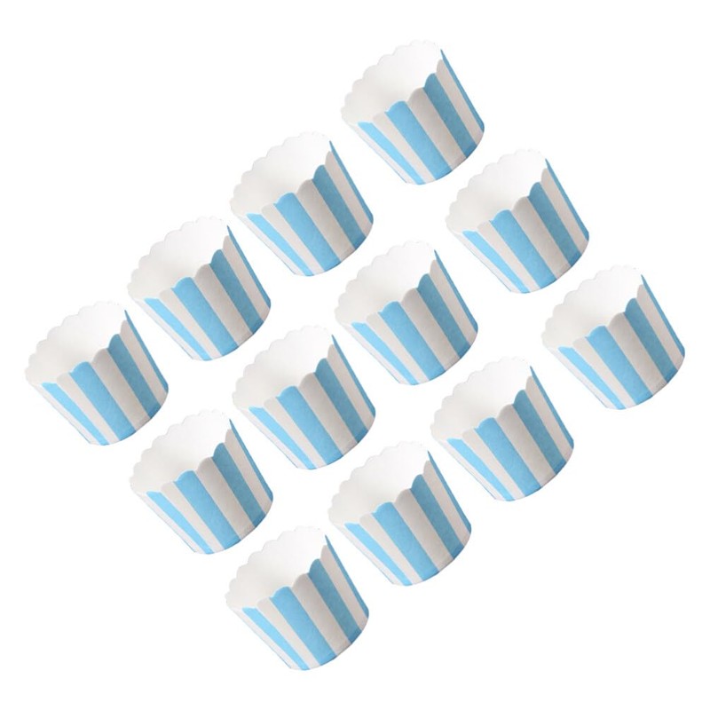 Cabilock 50PCS Paper Baking Cups Blue and White Stripes Dessert