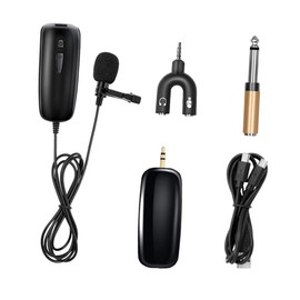 Operitacx Kabelloses Lavalier Mikrofonsystem für Smartphones Tablets und Laptops 5 Stück Ansteckmikrofon mit Robustem Empfänger und 635-Mm Adapter für Professionelle Audioaufnahmen