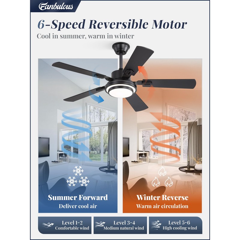 48 Inch Indoor Outdoor Large Ceiling Fans with Lights and