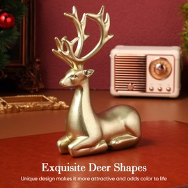 Yardwe 2pcs Golden Elk Ornament Office Decorations Home Decorations Gold Office Decor Mini Christmas Figurines Sitting Standing Deer Statues Reindeer Decoration Figurines Elk Decoration