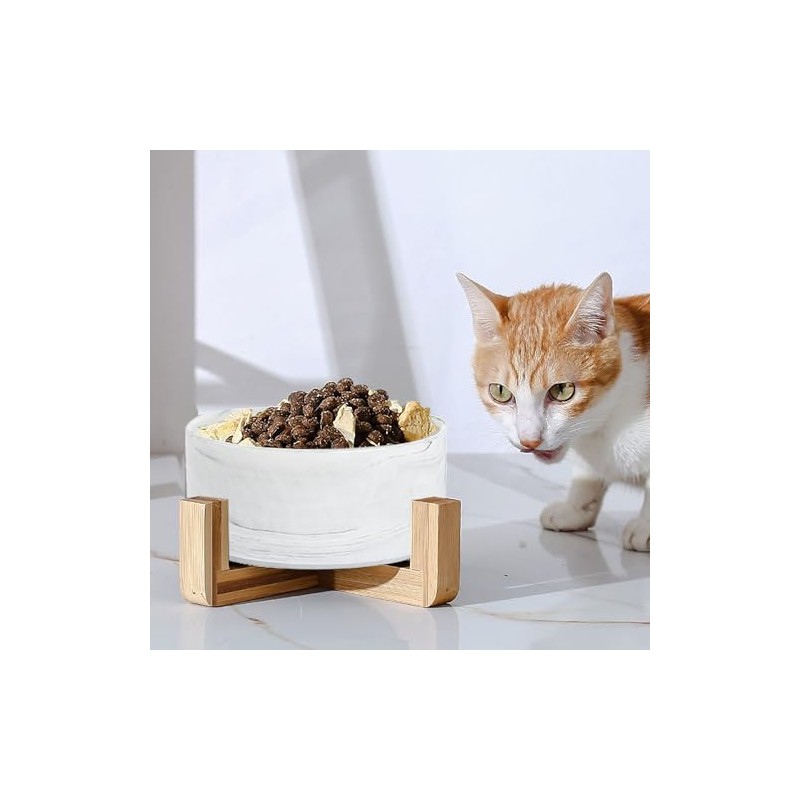 Plato para Perro y Gato de Cerámica Marmolizada con Base
