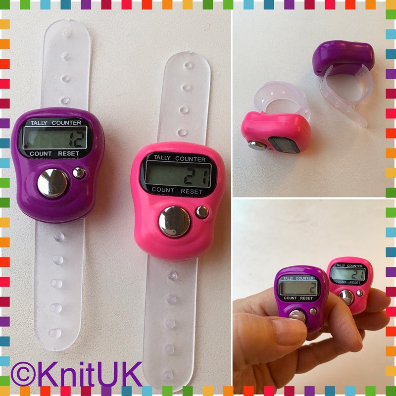 KnitUK Tally Counter - LCD (Finger-Held). Pack of 2. Pink