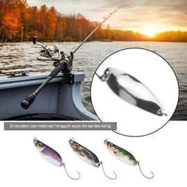 LT Easiyl Pack of 5 Fishing Lures Simulated Metal Sequin Fishing Spoons Metal Glitter Lure Trout Lures Single Hook Fishing Spoons for Charfish Perch Trout