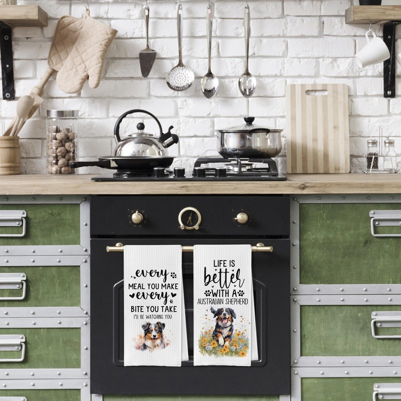 Geqtt Australian Shepherd Dish Towels Set - Funny Australian Shepherd