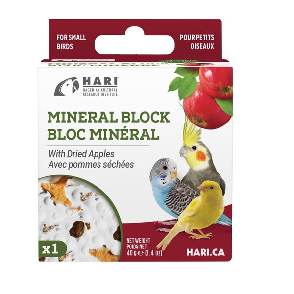 Hari Mineral Block for Birds with Dried Apples, Calcium Supplement Bird Treat