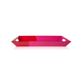 Melamine Serving Tray with Handles, Chip and Break Resistant, Durable and Kid-Friendly Food Tray for Indoor and Outdoor, Dishwasher Safe (Fuchsia/Red)