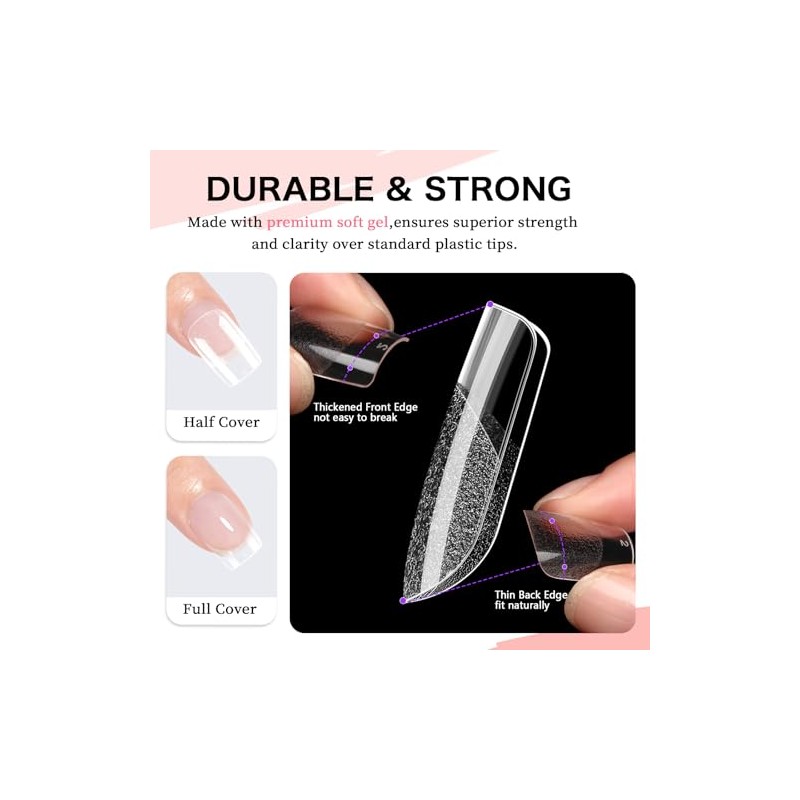 Puntas de uñas cortas cuadradas de cobertura completa - 216