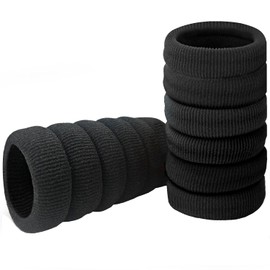 MARYLAVENDER Large Stretch Thick Hair Ties for All Hair Types Seamless Terry Cloth Hair Ponies Elastics Ponytail Holders Hair Scrunchies for Thick Hair Hair Accessories Women Girls 12-Pack