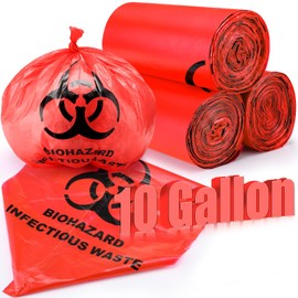 Geiserailie 200 Pack 20" x 20" Biohazard Waste Bags 10 Gallon Red Trash Liner with Hazard Symbol for Infectious Waste Disposal Safe Infectious