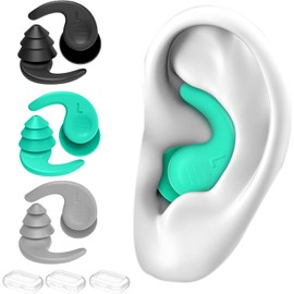 Tapones para los oídos de natación para adultos, 3 pares de tapones de silicona impermeables reutilizables para natación, surf, esnórquel, ducha y piscina de agua, playa, océano (adultos y