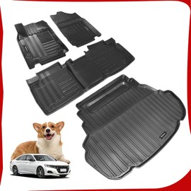 Antsvnn Floor Mats 2 Row and Cargo Liner Compatible with 2012-2017 Camry All Weather Rubber Floor Liners Black (FWD Only Models Only) (No Hybrid)