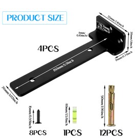 Pack of 4 Heavy Duty Floating Shelf Brackets, Industrial Shelf, L Wall Bracket, Shelf Bracket, 15 cm for Living Room, Kitchen, Dining Room, Study, Load Capacity 50 kg