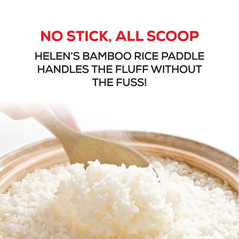 Helen’s Asian Kitchen Bamboo Rice Paddle Cooking Utensil, 9-Inch