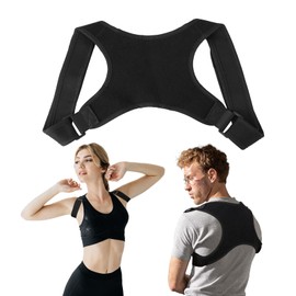 Gosknor Back Posture Corrector, Adjustable Black Support Brace for Men and Women Brace Corrector for Improving Back and Neck Posture