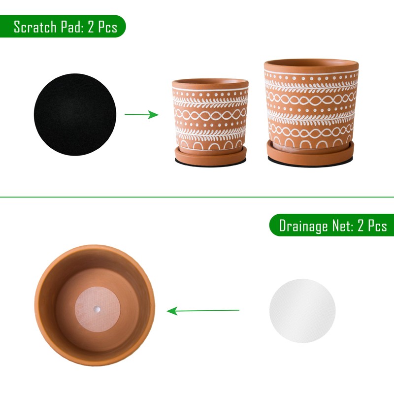 D'vine Dev Set of 2 Terracotta Pots, 4 Inch &