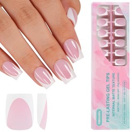 Misssix Uñas Postizas Francesas De Gel, 150 Unidades, Cortas, Cuadradas, Rosas, Sin Necesidad De Limar, Pre-Duraderas, Para Decoración De Uñas Diy, 15