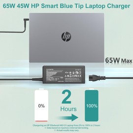 65W 45W Laptop Charger for HP Probook 450 440 445 455 430 470 X360 11 G10 G9 G8 G7 G6 650 640 G5 G4 G2,19.5V 3.33A Adapter for HP Elitebook 840 850 845 830 G8 G7 G6 G5 G4 G3 Smart Blue Tip Power Cord
