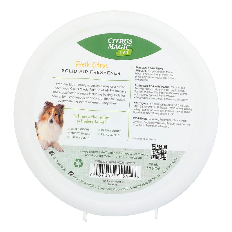 Citrus Magic Pet Odor Eliminator Solid Air Freshener, Fresh Citrus,