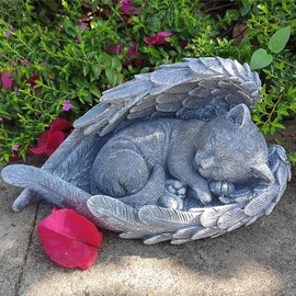 Angel Cat Memorial Stones Cat Headstone Memorial Garden Stone Cat Tombstone Pet Grave Markers for Cat Pet Memorial Gift Loss Sympathy Gifts for Cats