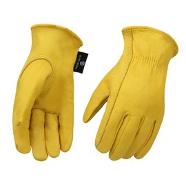 OLSON DEEPAK Cowhide Leather Work Gloves for Men and Women,Gardening Gloves,Driving Gloves (1, Large) …