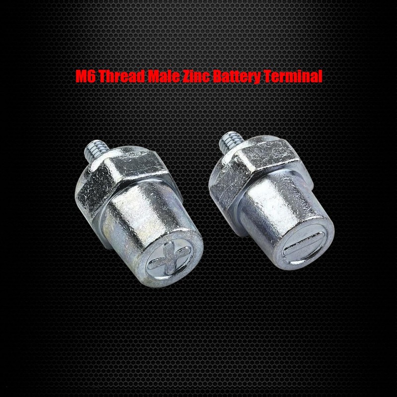Ampper M6 Thread Male Zinc Battery Terminal Charging Posts, M6