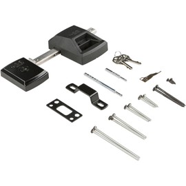 National Hardware N109-080 SmartKey Security Gate Lock, Keys Included, Coated with WeatherGuard Protection, Black