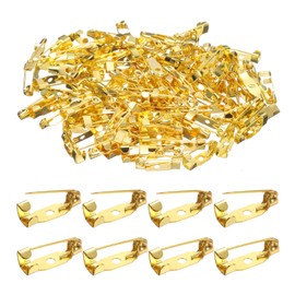 QUARKZMAN Pack of 120 Safety Pins 15 mm Gold Brooch Clasp Pins Back Lock Pin Badge Back with Hole for DIY Crafts Name Badges Corsage