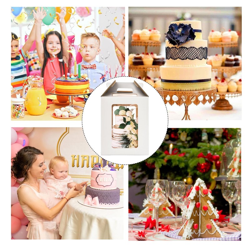 Hzzycaxli 12x12x14 Inch Tall Cake Boxes with windows,10in 12in Tall