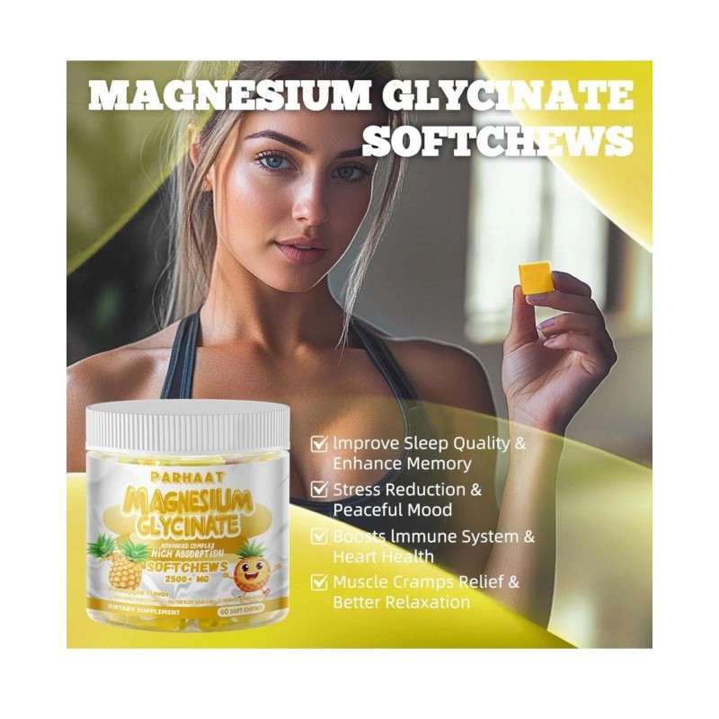 parhaat Magnesium Glycinate Soft Chews, Advanced Complex 60ct, High Absorption