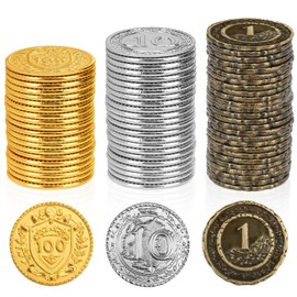 Byhoo 150 PCS Metal DND Coins, 1.2" Gold Silver Copper Tokens with Face Value for Board Game and Tabletop RPG, Fantasy Metal Coins for Pirate Game Party Cosplay