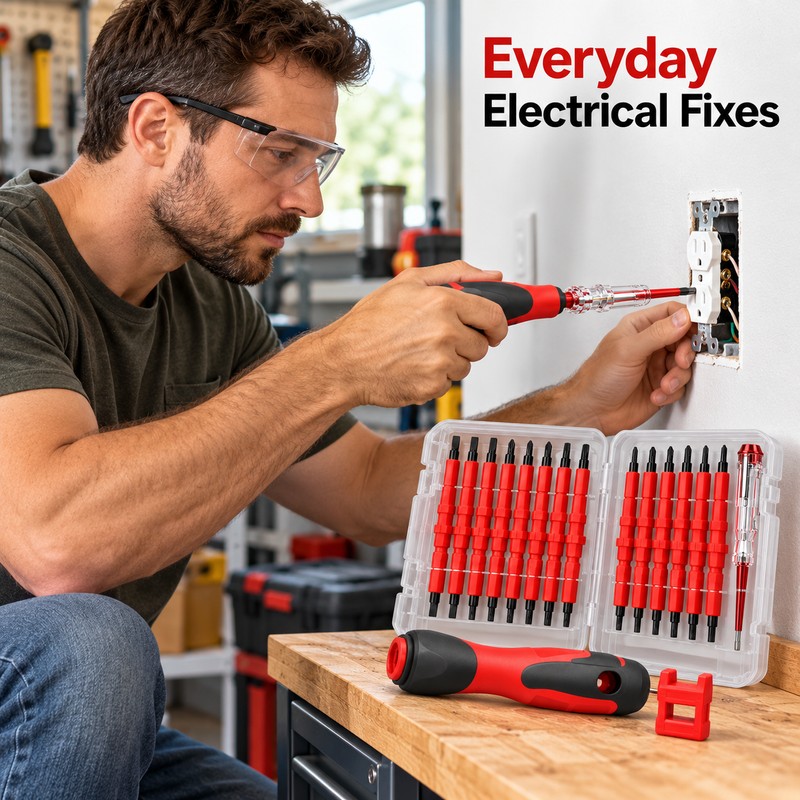 31-in-1 Insulated Screwdriver Kit – Interchangeable Bits with Magnetizer/Demagnetizer and
