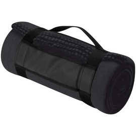 Cosy polyester fleece blanket, dimensions: approx. 180 x 112 cm, also suitable as a picnic deck with practical carry handle by notrash2003 (black)