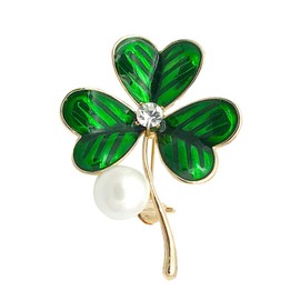 Holibanna Irish Shamrock Clover Leaf Brooch Rhinestone Crystal Brooch Clover Brooch Pin St. Patricks Day Accessory